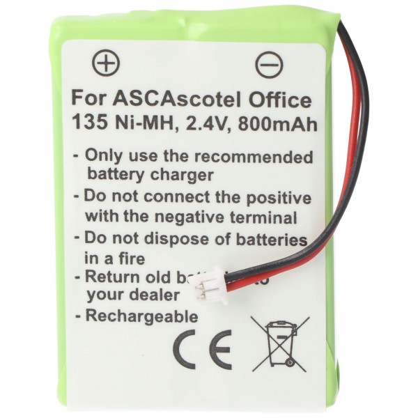 ASCOM ASCOTEL OFFICE 135 oplaadbare batterij van AccuCell met 800 mAh