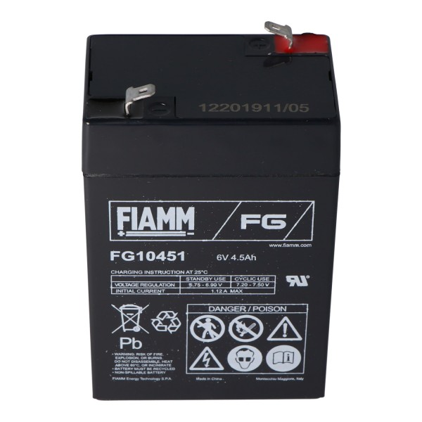 Fiamm FG10451 loodbatterij 6 volt 4.5Ah 3FM4.5