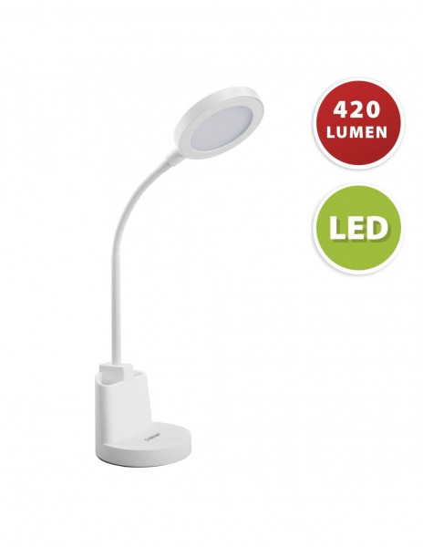 Velamp SWAN2: 7W LED bureaulamp met aanraakschakelaar en pennenhouder. Wit