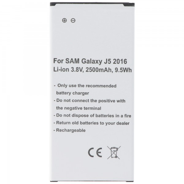 Batterij geschikt voor de Samsung Galaxy J5 2016 batterij EB-BJ510CBC, EB-BJ510CBE, GH43-04601A