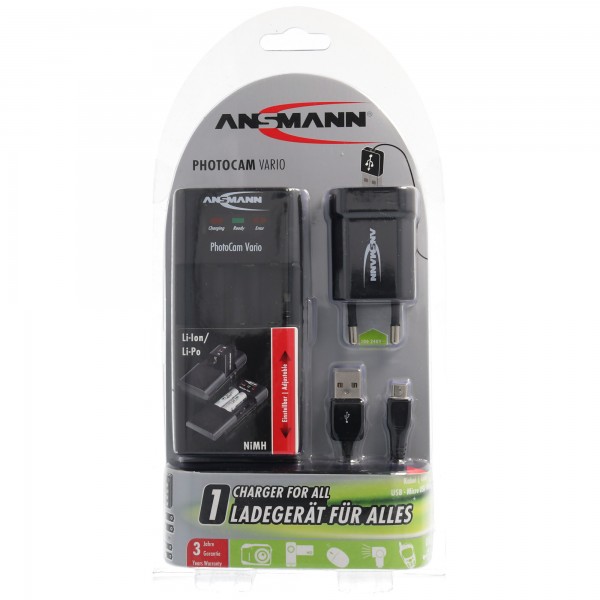 Ansmann Powerline Vario universele lader met schuifcontacten voor batterij, camera, camcorder, telefoon, AA, AAA