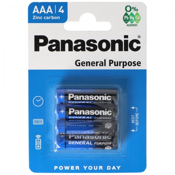 Panasonic General Purpose Micro R03BE 4BP 4 stuks AAA R03 in een blister
