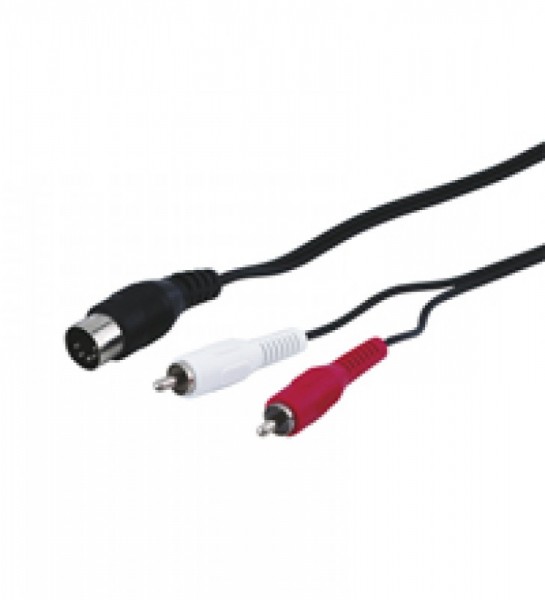 Audio-videokabel 1,5 m 5-pins DIN-stekker> 2 x cinch-stekker