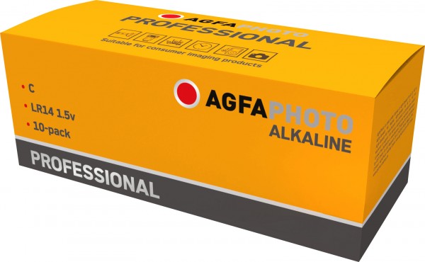 Agfaphoto Batterij Alkaline, Baby, C, LR14, 1,5V Professioneel, Doos (10-Pack)