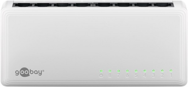 Goobay 8-poorts Gigabit Ethernet-netwerkswitch - 8x RJ45-aansluitingen, autonegotiation, 1000 Mbit/s