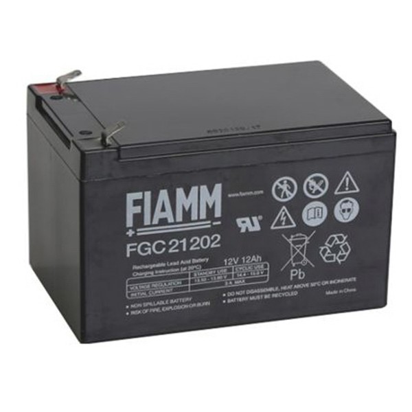 Fiamm FGC21202 accu 12Ah fietsbaar met Faston 6,3mm stekkercontacten