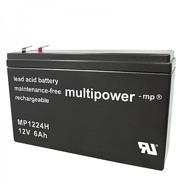 Multipower MP1224H hoogstroom loodbatterij met Faston 6,3 mm stekkercontact