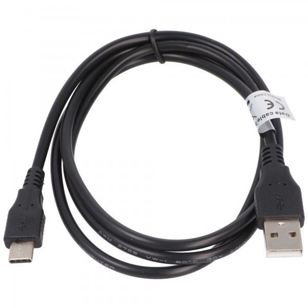 AccuCell datakabel - 1A USB Type C (USB-C) mannetje naar USB A (USB-A 2.0) mannetje - 1,0 m