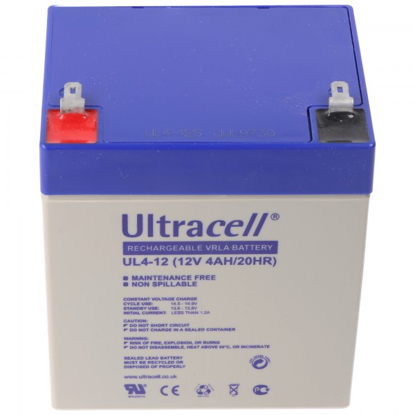 Ultracell UL4-12 12V 4Ah loodaccu AGM loodgelaccu