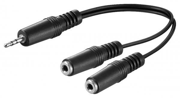Goobay audio Y-kabeladapter 3,5 mm, 1x stekker 2x monobus - jackplug 3,5 mm plug (3-polig, stereo) > 2x jackplug 3,5 mm bus (2-polig, mono)