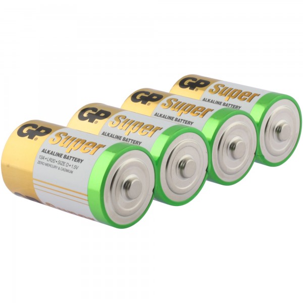 D Mono batterij GP Alkaline Super 1.5V 4 stuks