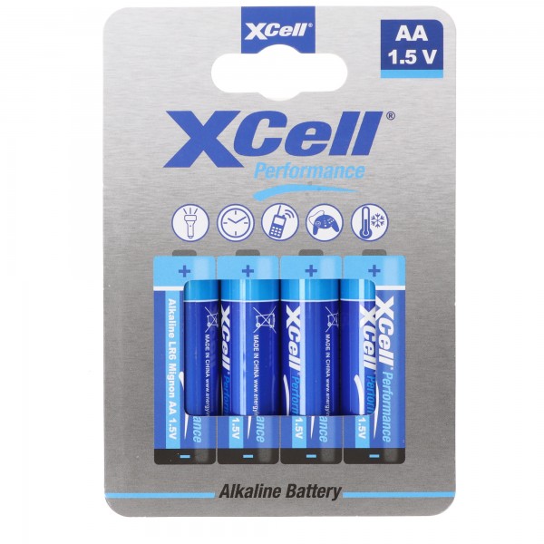 XCell Alkaline Mignon-batterij, AA, LR6, milieuvriendelijke verpakking, blister van 4