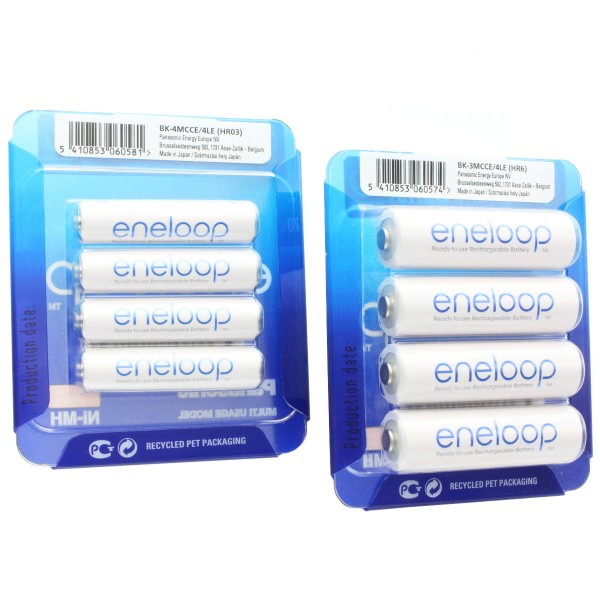 Sanyo eneloop combipakket 4x AA Mignon + 4x AAA micro-batterijen, nu nieuw van Panasonic
