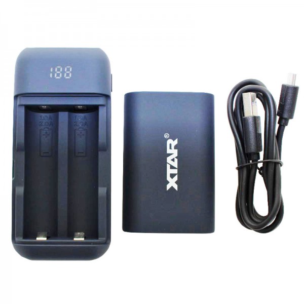 2-weg USB-snellader en powerbank voor 18650 Li-ionbatterij met max. 65 mm lengte