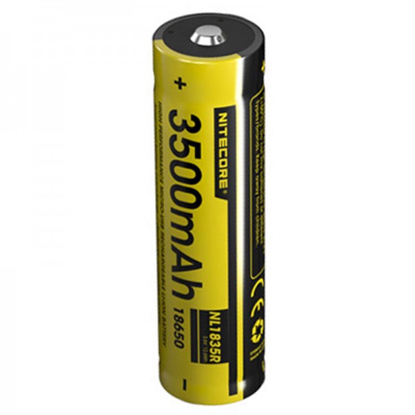 Nitecore Li-ion batterij 18650 3,6 volt, 3500 mAh afmetingen 68x18,3 mm met micro-USB-oplaadpoort, NL1835R NC-18650 / 35R