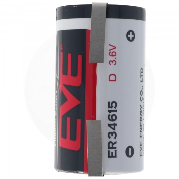EVE ER34615 DS EVE Fabrikantnummer: ER34615DSEVE 3.6 volt 19000mAh met soldeertags in een U-vorm