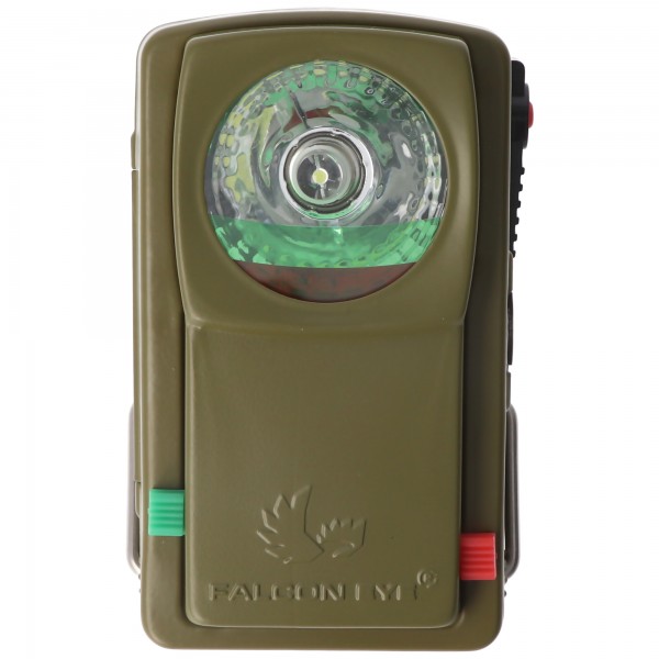 LED BW signaalzaklamp olijfgroen, met extra filterschijven rood, groen, met batterij