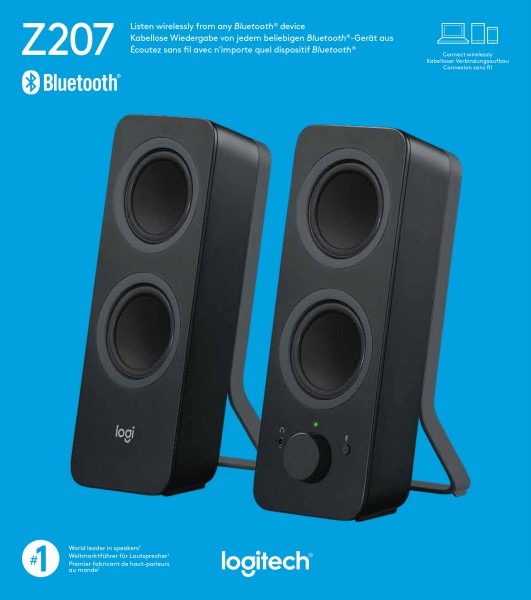 Logitech speaker Z207, Bluetooth, stereo 2.0, 10W zwart, retail