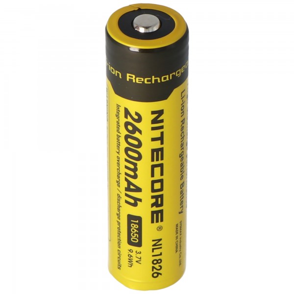 NiteCore 18650 Li-ionbatterij voor LED-zaklampen NL186 met 2600mAh, CR18650 18.6x70mm