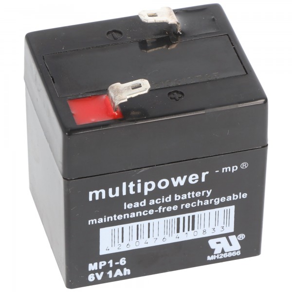 Multipower MP1-6 batterij PB-kabel, 6 volt 1000 mAh, aansluiting 4,8 m