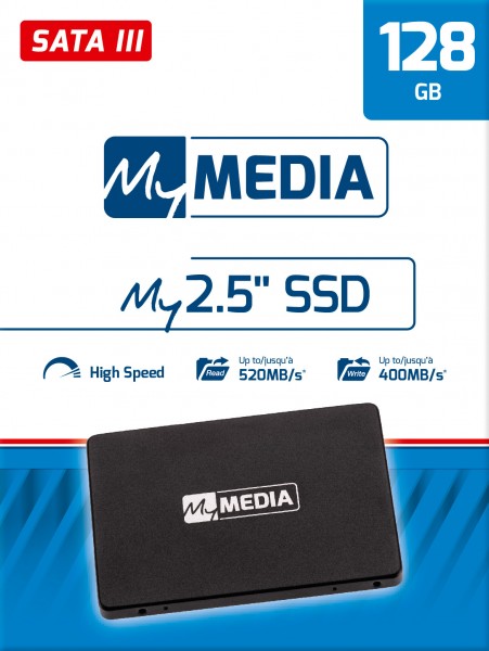 Mymedia SSD 128GB, SATA-III, 6,35cm (2,5'') (R) 520MB/s, (B) 400MB/s, Retail