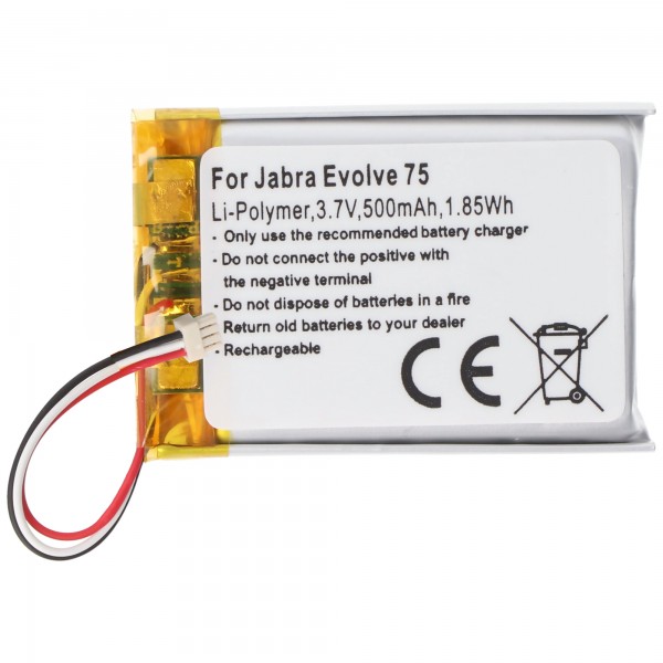 Accu geschikt voor Jabra Evolve 75, Li-Polymer, 3.7V, 550mAh, 2.0Wh