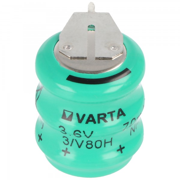 Varta 3 / V80H kolom 3,6 volt 70 mAh met 1er printcontact op +/-