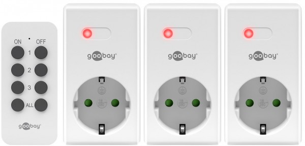 Goobay draadloze stekkerdoos set 3+1 - 3x geaard stopcontact en 1x afstandsbediening