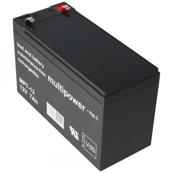 MultiPower MP7-12 loodbatterij met Faston 4,8 mm 12V, 7000 mAh