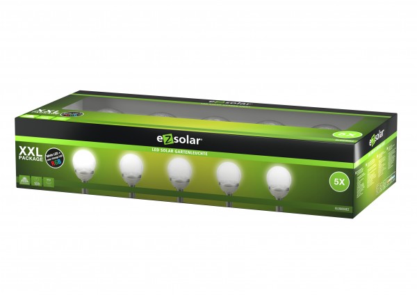 LED tuinpadverlichting Cracked Ball, solar tuinlamp met kleurwisselfunctie, inclusief 5x 1,2V AA Ni-MH batterij, set van 5