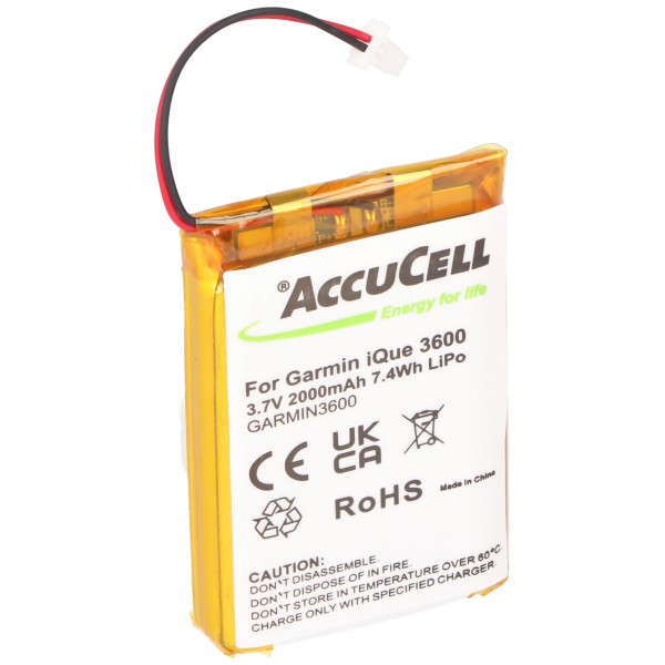 AccuCell-batterij geschikt voor Garmin A2X128A2, 2000 mAh verlengd