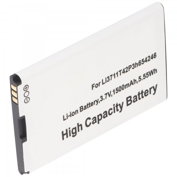 Li-Ion batterij - 1500mAh (3.7V) voor mobiele telefoon, smartphone, telefoon vervangt Li3711T42P3h654246, LI3715T42P3H654251