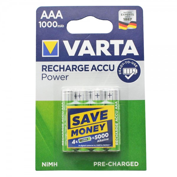 Varta Power Accu NiMH-batterij AAA Micro 1000 mAh 4-pack