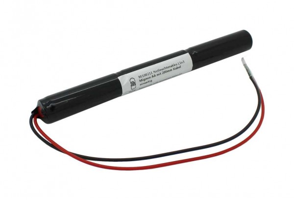 Noodverlichting batterij NiCd 3.6V 860mAh L1x3 Mignon AA met 200mm kabel aan één zijde