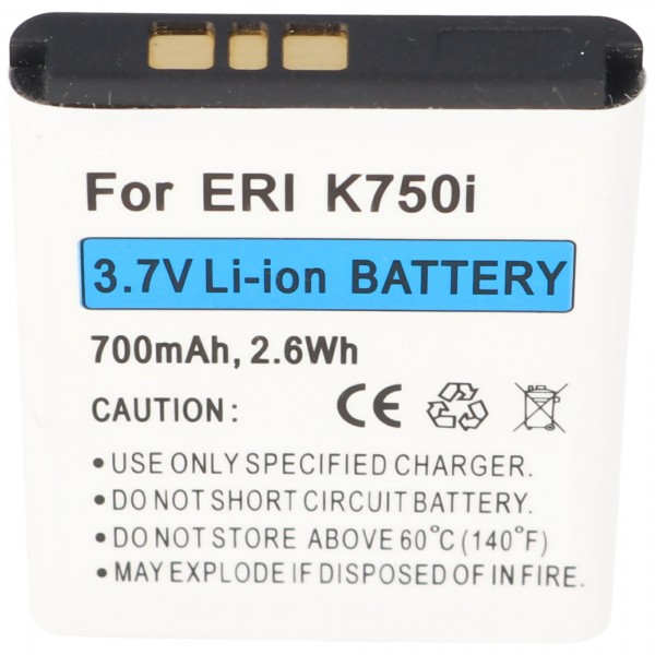 BST-37 vervangende batterij voor Sony Ericsson V600i, D750, K750i, K600i, J100I, J110I, J120I, J220I, J230I 3,7 volt 700mAh
