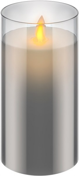Goobay LED kaars van echte was in een glas, 7,5 x 15 cm - mooie en veilige verlichtingsoplossing voor vele ruimtes zoals huis en loggia, kantoren of scholen