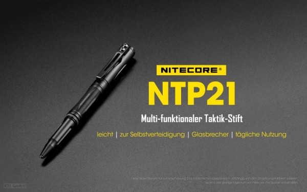 Nitecore Tactical Pen NTP21 14,19 cm lang 25,6 gram, schrijfinstrument en glasbreker in één