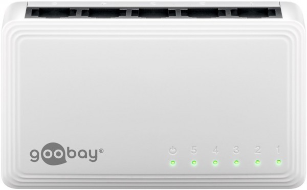 Goobay 5-poorts Gigabit Ethernet-netwerkswitch - 5x RJ45-aansluitingen, autonegotiation, 1000 Mbit/s