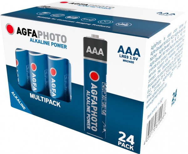 Agfaphoto-batterij Alkaline, Micro, AAA, LR03, 1,5 V voeding, doos (24 stuks)