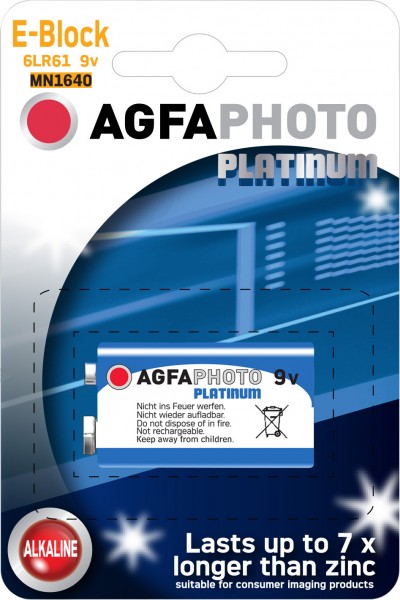 Agfaphoto Batterij Alkaline, E-Block, 6LR61, 9V Power, Retail Blister (1-Pack)