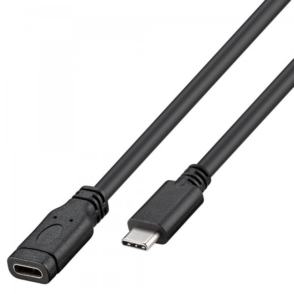 USB-C verlenging USB 3.1 Generation 1 van USB-C naar USB-C Lengte 1 meter, kleur zwart