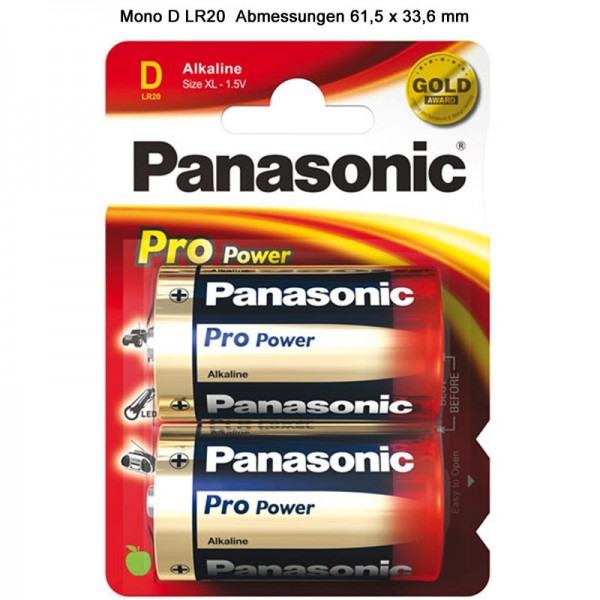 Panasonic LR20 Pro Power Mono batterij 2-pack blister Mono LR20 maat D