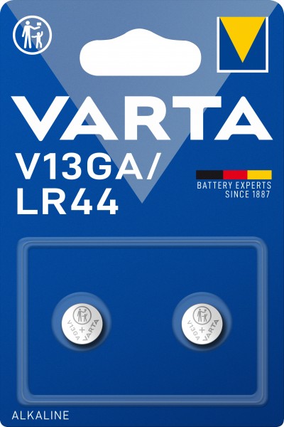 Varta Batterij Alkaline, Knoopcel, LR44, V13GA, 1.5V Elektronica, Retail Blister (2-Pack)