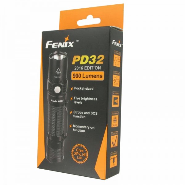 Fenix PD32 2016 Cree XP-L HI LED-zaklamp met maximaal 900 lumen, inclusief batterij van 2600 mAh