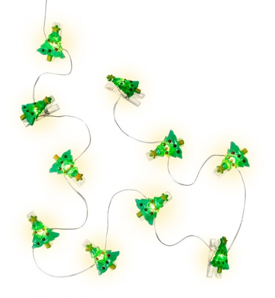 Goobay 10 LED-fotoclip-lichtketting &quot;Christmas tree&quot; - met timerfunctie, warmwit (3000 K), werkt op batterijen