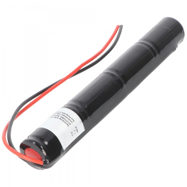 Noodlichtbatterij NiCd 4.8V 1800mAh L1x4 Sub-C met 200 mm kabel aan één zijde geschikt voor 4,8 V batterij