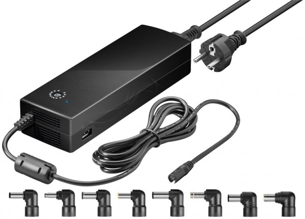 Goobay 134,5 W notebookvoeding - incl. 1x USB en 8x DC-adapters; 12V - 24V tot 8.5A max