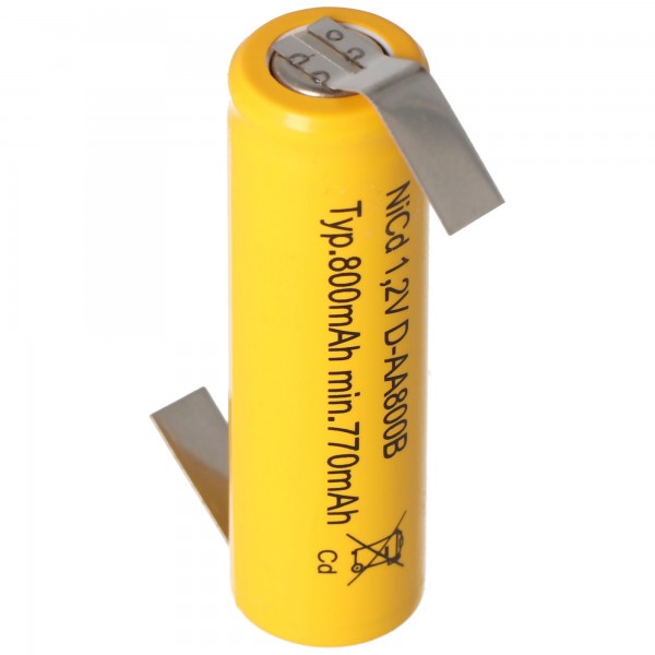 Platte NiCd Mignon-batterij 1,2 V 600 mAh AA-soldeertag Z-vorm, voor noodverlichting enz.