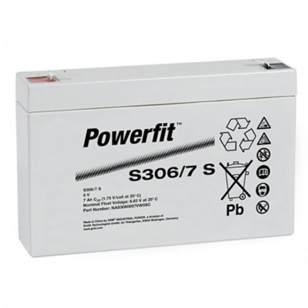 Exide Powerfit S306 / 7S loodbatterij met Faston 4,8 mm 6V, 7500mAh