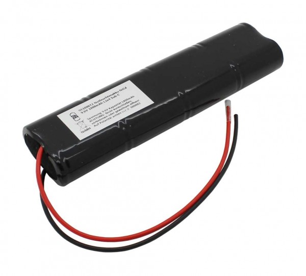 Noodverlichting batterij NiCd 9.6V 1800mAh L2x4 Sub-C met 200mm kabel aan een zijde